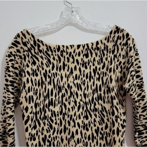 Forever 21 Leopard Animal Print Boat Neckline Cream Brown Black Size Small - Picture 7 of 8